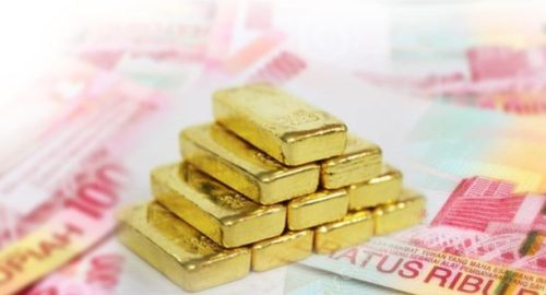 Ilustrasi Emas batangan murni 24 karat dengan cap berat dan kadar, digunakan untuk investasi.