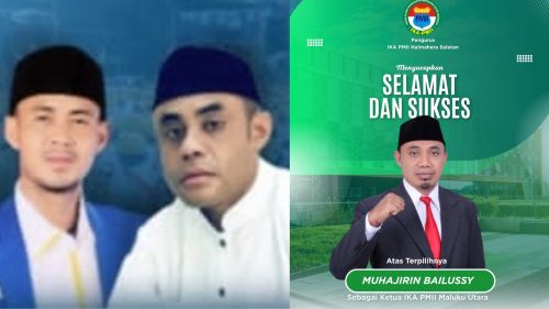 Ketua Sekretaris IKA PMII Halmahera Selatan Muhlis Usman bersama Ketua IKA PMII Halsel Ady Hi Adam dan Ketua PW PMII Malut Muhajirin Baylussi