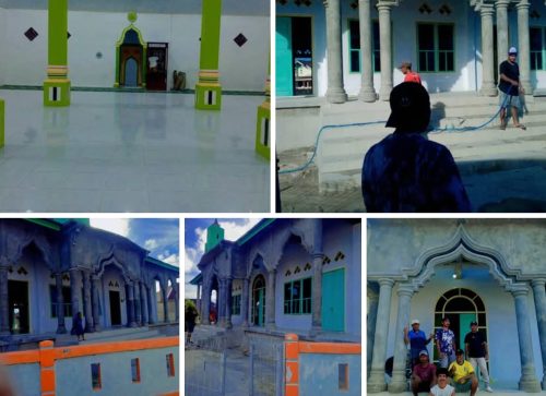 Progres pembangunan Masjid Al Ikhlas Desa Talimau, Kecamatan Kayoa, Kabupaten Halmahera Selatan, Maluku Utara.